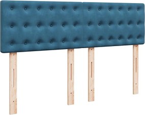 vidaXL Κρεβάτι Boxspring με Στρώμα Μπλε 160x200 εκ. Βελούδινο