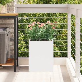 vidaXL Γλάστρα Κήπου Λευκό 32 x 32 x 40 εκ. Κρύα έλαση από χάλυβα