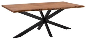 Τραπέζι Montana Superior HM8716.11 200x106x77cm 4cm Μασίφ Ξύλο Natural-Black Μέταλλο,Ξύλο