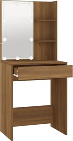 vidaXL Μπουντουάρ με LED Καφέ Δρυς 60x40x140 εκ.