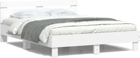vidaXL Πλαίσιο Κρεβατιού με Κεφαλάρι/LED Λευκό 140x190 εκ.