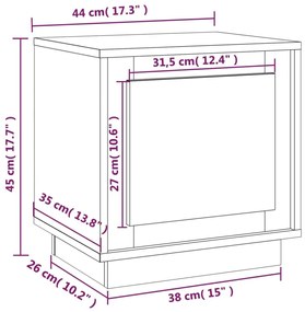 Κομοδίνο Μαύρο 44 x 35 x 45 εκ. από Επεξεργασμένο Ξύλο - Μαύρο