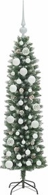 vidaXL Τεχνητό Λεπτό Χριστουγεννιάτικο Δέντρο Πράσινο και Λευκό 120 cm