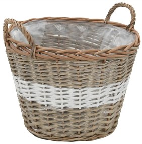 vidaXL Γλάστρες Υπερυψωμένες 4 τεμ. Wicker με Επένδυση Πολυαιθυλενίου