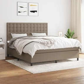 Κρεβάτι Boxspring με Στρώμα Taupe 160x200 εκ. Υφασμάτινο