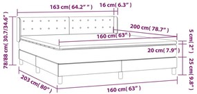 vidaXL Κρεβάτι Boxspring με Στρώμα Σκούρο Καφέ 160x200 εκ Υφασμάτινο