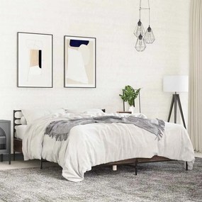 vidaXL Πλαίσιο Κρεβατιού Καφέ Δρυς 150x200 εκ. Επεξ. Ξύλο &amp; Μέταλλο