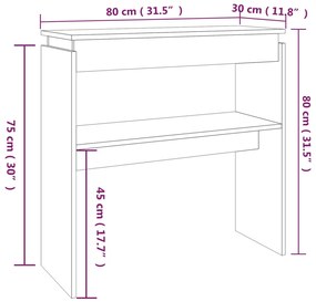 vidaXL Τραπέζι Κονσόλα Καφέ Δρυς 80 x 30 x 80 εκ. Επεξεργασμένο Ξύλο