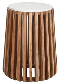 Βοηθητικό Τραπέζι DKD Home Decor Λευκό Φυσικό Μάρμαρο Ξύλο από Μάνγκο 47 x 47 x 58 cm