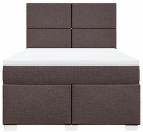 Κρεβάτι Boxspring με Στρώμα Σκούρο Καφέ 140x200 εκ Υφασμάτινο - Καφέ