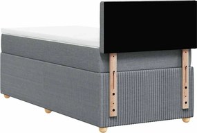 vidaXL Κρεβάτι Boxspring με Στρώμα Ανοιχτό Γκρι 90x190 εκ. Υφασμάτινο