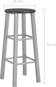 vidaXL Σκαμπό Μπαρ 2 τεμ. Ασημί από MDF