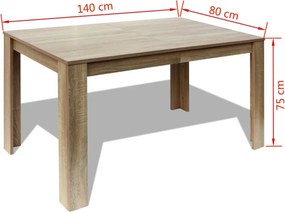 vidaXL Τραπεζαρία Χρώμα Δρυς 140 x 80 x 75 εκ.