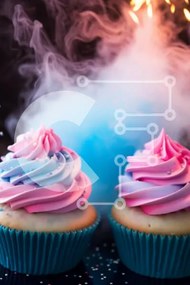 Intra Συλλεκτικό Ξύλινο Παζλ Plywood 4mm - Ρομαντικά Cupcakes με ροζ και μπλε γλάσο Σε Ξύλινο Κουτί - Διαστάσεις: 10x10 cm – 25 κομμάτια