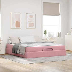 vidaXL Σκελετός Κρεβατιού Ροζ 180 x 200 cm Βελούδο