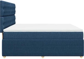 vidaXL Κρεβάτι Boxspring με Στρώμα Μπλε 180x200 εκ. Υφασμάτινο