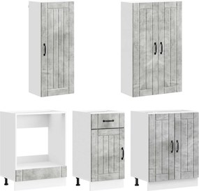 vidaXL Μονάδα κουζίνας LUCCA 5 pcs Γκρι Σκυροδέματος