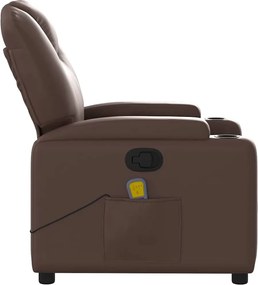 vidaXL Πολυθρόνα Μασάζ Ανακλινόμενη Καφέ από Συνθετικό Δέρμα