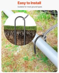 VEVOR 10-Inch 12 Pack Rebar Stakes Heavy Duty U Shape Galvanized Ground Anchors