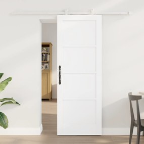 vidaXL Συρόμενη Πόρτα  με Σετ Υλικών 'ORKDAL' Λευκή Συμπαγές Ξύλο Πεύκου