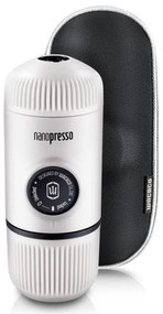 Φορητή μηχανή εσπρέσο Wacaco Nanopresso Chill White, 18bar, 80 ml, Για αλεσμένο καφέ, Δεν χρειάζεται φόρτιση ή μπαταρίες, Θήκη μεταφοράς, Λευκό