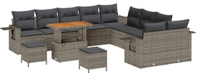 vidaXL Σετ Καναπέ Κήπου 13 pcs Γκρι συνθετικό ρατάν