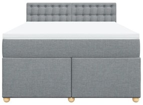 Κρεβάτι Boxspring με Στρώμα Ανοιχτό Γκρι 140x190 εκ. Υφασμάτινο - Γκρι