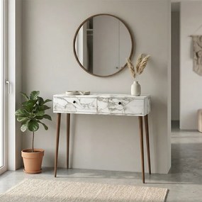 Κονσόλα Alis Megapap χρώμα λευκό εφέ μαρμάρου 110x29x88εκ.