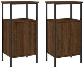 vidaXL Κομοδίνα 2 τεμ. Καφέ Δρυς 41 x 31 x 80 εκ. από Επεξεργ. Ξύλο