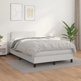 vidaXL Κρεβάτι Boxspring με Στρώμα Λευκό 120x190εκ.από Συνθετικό Δέρμα