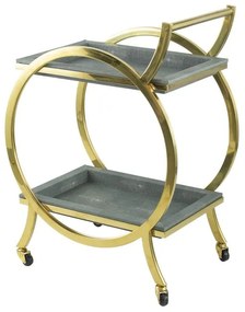 Artekko Cart Τρόλεϊ Μπαρ με 2 Επίπεδα Μέταλλο MDF Γκρι Χρυσό (64x41x86)cm Artekko 82445