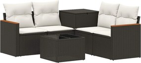 vidaXL Σετ Καναπέ 6 τμχ. Μαύρο και Κρεμ Λευκό 55 x 55 x 37 εκ