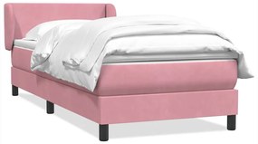 Κρεβάτι Boxspring με Στρώμα Ροζ 80x220 εκ. Βελούδινο - Ροζ