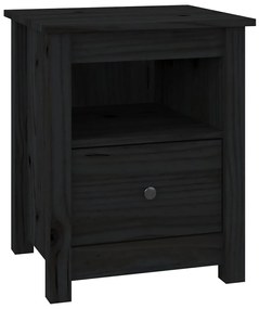 vidaXL Κομοδίνα 2 τεμ. Μαύρα 40x35x49 εκ. από Μασίφ Ξύλο Πεύκου