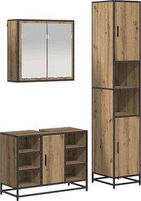 vidaXL Σετ Επίπλων Μπάνιου 3 pcs Artisan Oak Επεξεργασμένο ξύλο