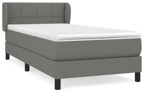 vidaXL Κρεβάτι Boxspring με Στρώμα Σκούρο Γκρι 90x200 εκ. Υφασμάτινο