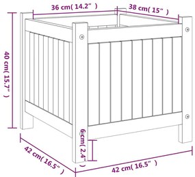 Ζαρντινιέρα Κήπου με Επένδυση 42x42x40 εκ. Μασίφ Ξύλο Ακακίας - Καφέ