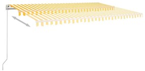 Τέντα Συρόμενη Αυτόματη με Στύλους Κίτρινο / Λευκό 5x3 μ. - Κίτρινο