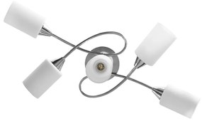 Φωτιστικό Οροφής Κεραμικά Λευκά Κυλινδρικά Καπέλα 5 Λάμπες Ε14 - Λευκό