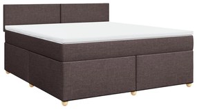 vidaXL Κρεβάτι Boxspring με Στρώμα Σκούρο Καφέ 180x200 εκ Υφασμάτινο