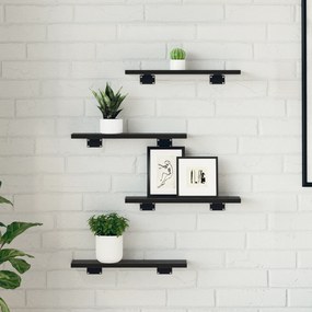 vidaXL Ράφια Βιβλιοθήκης 4 τμχ Μαύρης Δρυς 40x10x1.5 εκ Επεξεργασμένο Ξύλο