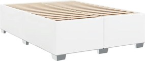 vidaXL Κρεβάτι Boxspring με Στρώμα Λευκό 160x200εκ.από Συνθετικό Δέρμα