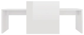 vidaXL Σετ Τραπεζάκια Σαλονιού Γυαλ. Λευκό 100x48x40 εκ. Μοριοσανίδα