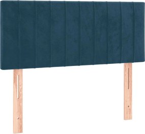 vidaXL Κρεβάτι Boxspring με Στρώμα Σκούρο Μπλε 90x200 εκ. Βελούδινο