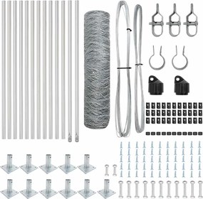 vidaXL Στύλος Περιφράξεων Ασημί 25 x 0,5 μ. (36 mm πλέγμα) Ατσάλι
