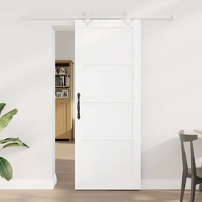 vidaXL Συρόμενη Πόρτα  με Σετ Εξαρτημάτων Λευκή 78x202 cm Σταθερό Ξύλο Πεύκου