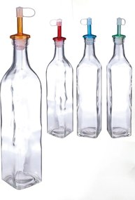 Φιάλη Λαδιού/Ξυδιού Διάφανο Γυαλί 500ml Με Πώμα Σε 4 Χρώματα
