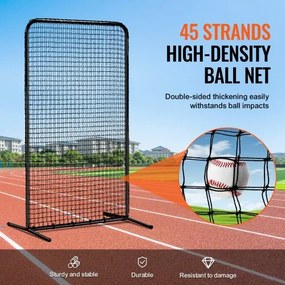 VEVOR I Screen Baseball for Batting Cage, 7x4 ft Baseball Softball Safety Screen, Body Protector Portable Batting Screen with Carry Bag &amp; Ground Stakes, Heavy Duty Pitching Net for Pitchers Protection