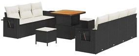 vidaXL Σετ Καναπέ Κήπου 10 pcs Μαύρο και κρεμ 80 x 80 x 71 cm