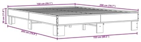 Πλαίσιο Κρεβατιού Καπνιστή Δρυς 150x200εκ. Επεξ. Ξύλο &amp; Μέταλλο - Καφέ